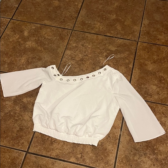 Jennifer Lopez Tops - Jennifer Lopez White Blouse with Silver Accents